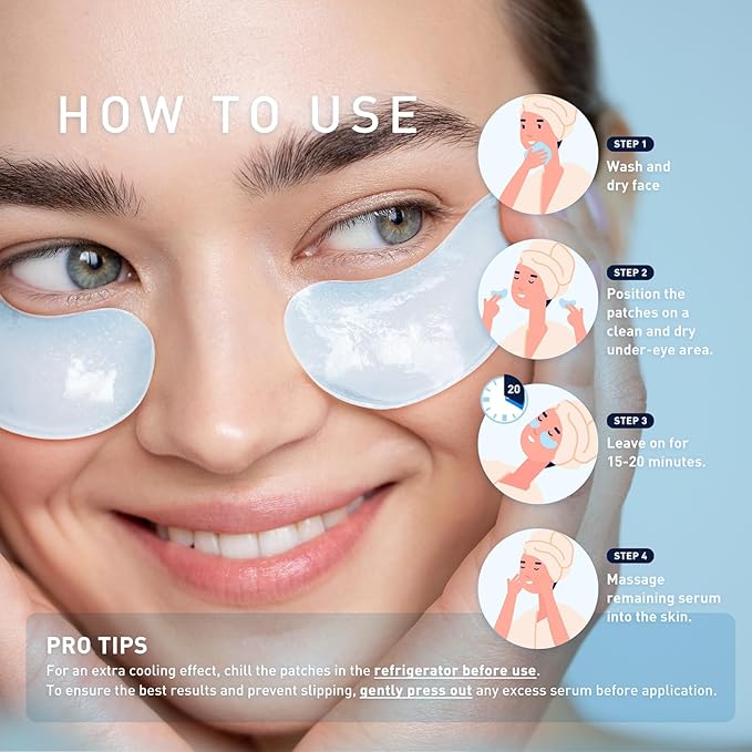 Enaskin Naturals Under Eye Patches for Dark Circles: 60 Pairs Retinol Collagen Eye Gels Mask - Reduce Wrinkles Puffy & Bags - Skin Treatment Pads - Anti Aging Moisturizer For Women (Blue 2 Pack)