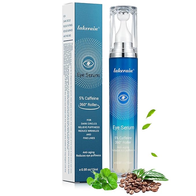 5% Caffeine Eye Serum,Caffeine Eye Cream with Massage Roller Ball,Under Eye Cream for Dark Circles,Puffiness,Under Eye Bags,Moisturizing Cream Eye Bags Fine Lines Wrinkle Treatment for Women and Men