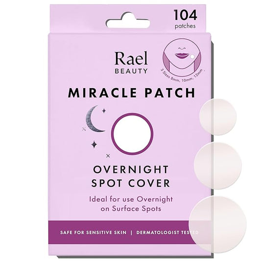 Rael Pimple Patches - Miracle Overnight Spot Cover, Thicker & Extra Adhesion, Hydrocolloid Acne Treatment for Face, Zits & Blemishes, Korean Skin Care, Vegan & Cruelty-Free, 3 Sizes (104 Count)