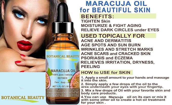 MARACUJA OIL 100% Pure Natural Cold Pressed Undiluted for Face, Skin, Hair, Body, Lip, Nails 0.5 Fl.oz.- 15 ml Rich in Vitamin C