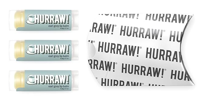Hurraw! Earl Grey Lip Balm, 3 Pack: Organic, Certified Vegan, Cruelty and Gluten Free. Non-GMO, 100% Natural Ingredients. Bee, Shea, Soy and Palm Free. Made in USA