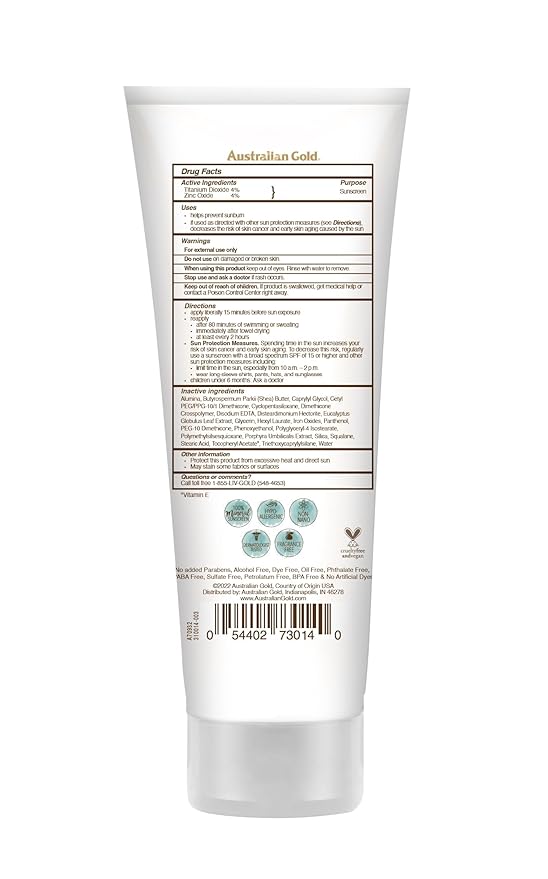 Australian Gold Botanical SPF 50 Tinted Face Sunscreen, Non-Chemical BB Cream, Water-Resistant, Matte Finish, Sensitive Skin, 3 FL Oz