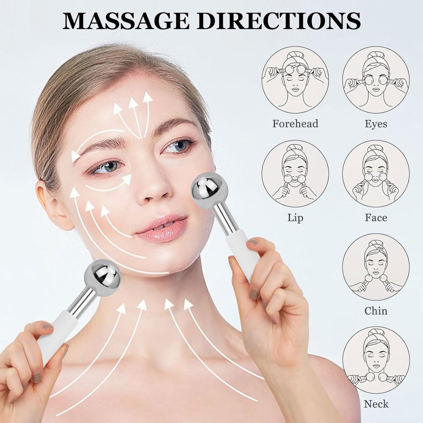 Ice Globes for Face & Eyes - Unbreakless Stainless Steel Cryo Sticks Facial Massage Tools Cold Therapy Cooling Globes to Reduce Puffiness, Wrinkles, Dark Circles Spa & Esthetician Supplies