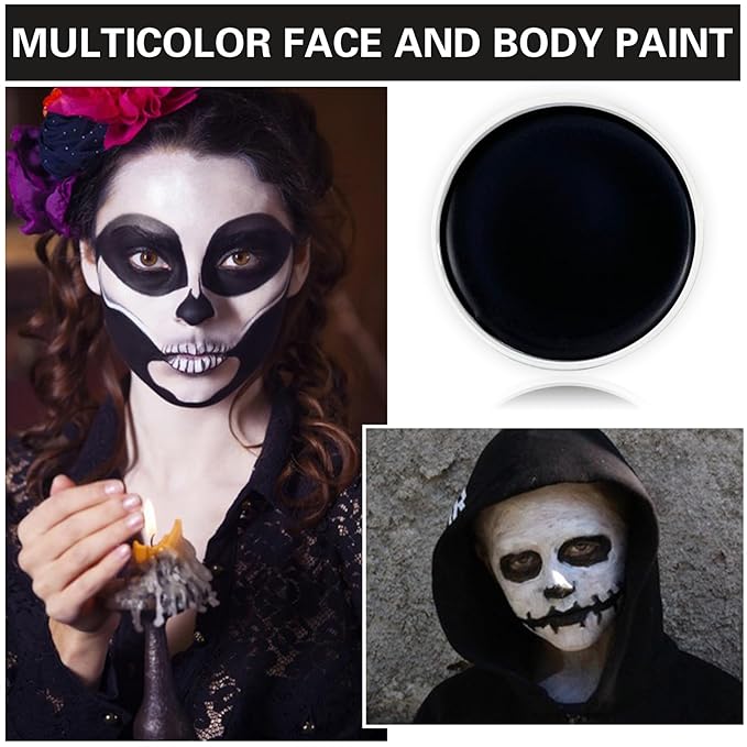 Black Face Body Paint Halloween Cosplay Clown Zombie Costume Sfx Makeup Professional Oil Based Cream Face Paint Palette for Adults and Kids