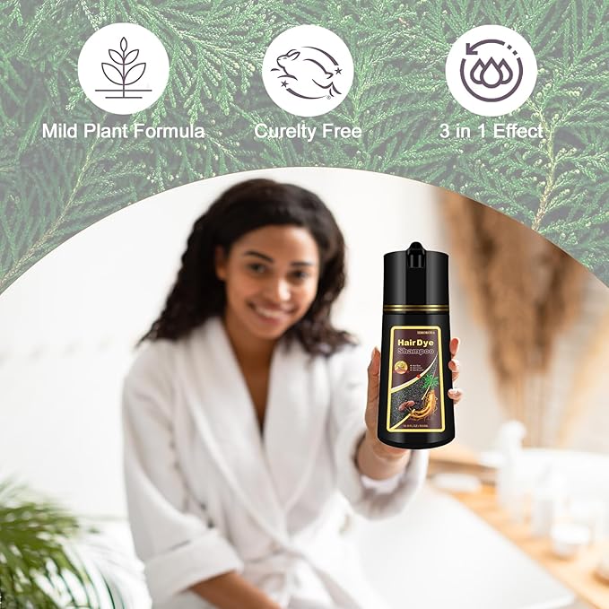 Hair Dye Shampoo, Gray Hair Coverage Dye Shampoo, Hair Color Shampoo for All Hair Types, Champu Para Canas, Suitable for Home and Salon (Dark Coffee)