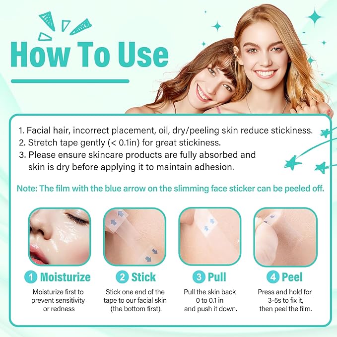 Face Lift Tape Invisible, Facelift Tape for Face, Neck Strips Lift Turkey Neck, Skin Lifting Tapes V Edge Patches for Wrinkle, Jowl, Eye, Double Chin, Loose Sagging Skin (1 Count (Pack of 200))