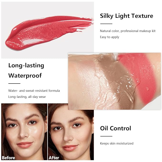 3 Pcs Contour Stick, Highlighter Stick, Blush Stick, Cream Contour Kit with Contour Brush, Create Face Contour, Non-greasy, Waterproof Long-lasting Effect for Women (2+5+6,LIGHT MEDIUM)