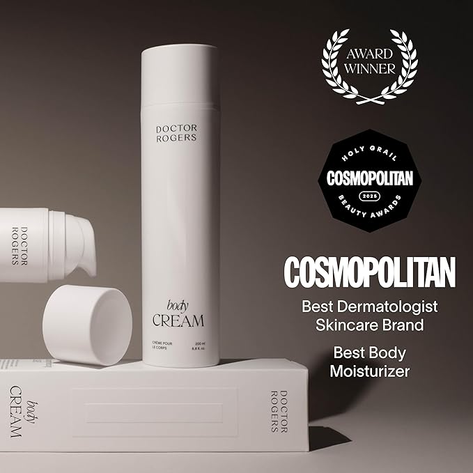 Doctor Rogers Body Cream. Hydrating Unscented Moisturizer for Dry Skin, with Shea Butter, Squalane, Ceramide, & Glycerin Moisturizing Lotion, 6.8 Ounce (200 ml)