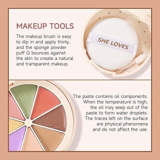 Professional Makeup Cream Contour Palette, Joyeee 8 Colours Concearler Full Coverage & Makeup Brush Set Contour Concearler Palette Contouring Face Make Up Gift for Women Girls