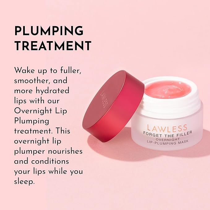 LAWLESS Forget the Filler Lip Mask - Candy Apple - Premium Overnight Lip Plumping Treatment with Natural Ingredients Designed to Plump, Hydrate, and Smooth Lips - 0.28 oz