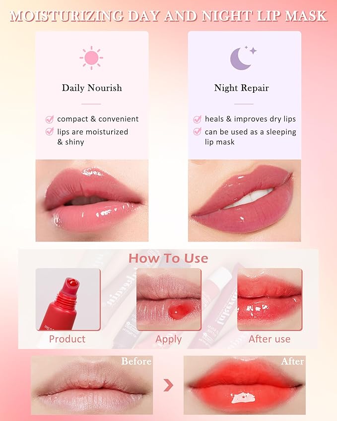Tinted Lip Butter Balm-3 Colors Vanilla Beige Brown Pink Sugar Glossier Lip Gloss,Clear Jelly Yummy Tint Lip Stain Balm,Long Lasting Hydrating Non-Sticky Glow Reviver Fat Lip Care Oil for Women-Set A