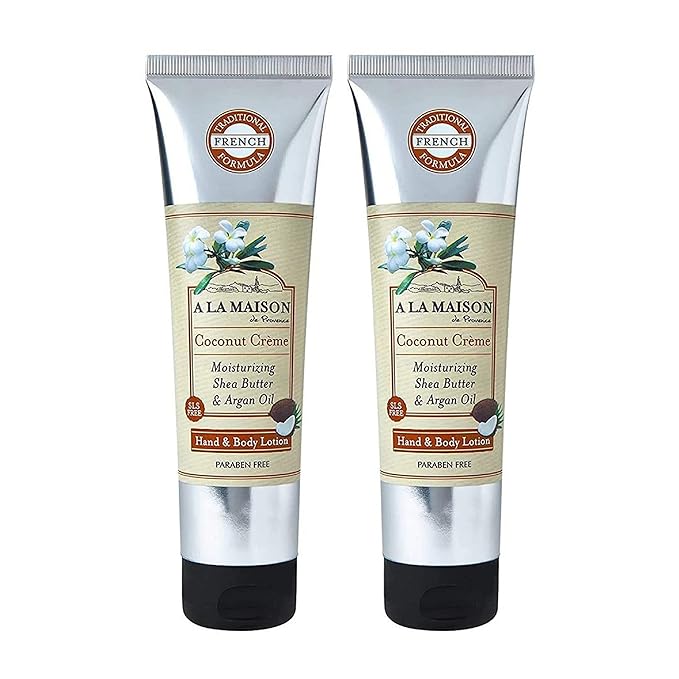 A LA MAISON Moisturizing Lotion, Coconut Creme - Uses: Hand and Body, Argan Oil, Pure Shea Butter, Essential Oils, Plant Based, Cruelty-Free, SLS and Paraben Free