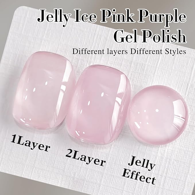 Double Rhythm Gel Polish Translucent Sheer Neutral Natural Light Milky Same Color Same Bottle 15ML Jelly Polish Art DIY at Home (Light Pink-A1381)