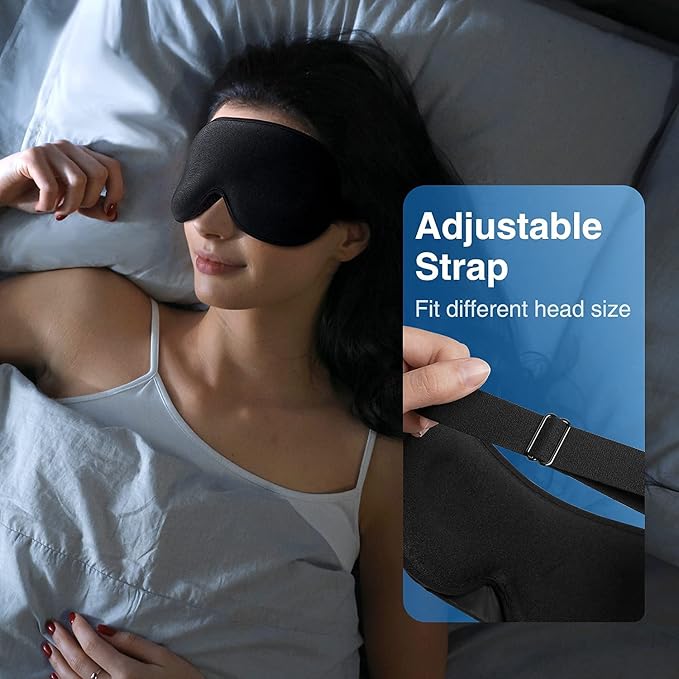 YFONG Weighted Sleep Mask, Women Men 3D Eye Mask Blocking Lights Sleeping Mask (4.2oz/120g), Pressure Relief Night Sleep Eye Mask with Adjustable Strap, Eye Cover Blindfold for Travel Nap Yoga, Gray