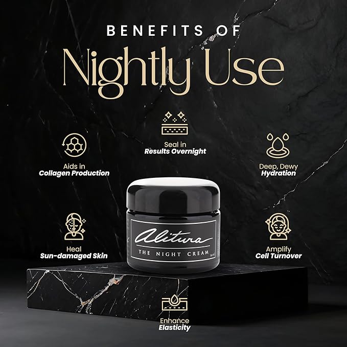 Alitura Hyaluronic Acid Anti-Aging Night Cream – Hydrating Face Moisturizer with 10% Hyaluronic Acid & Superfoods – Wrinkle Cream for Women & Men – Anti-Wrinkle Night Cream for Radiant, Youthful Skin