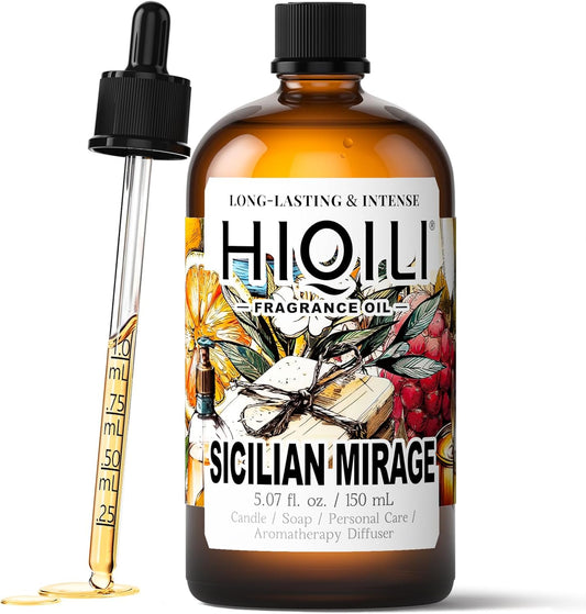 HIQILI Sicilian Mirage Fragrance Oil - Inspired by D.G-bana D-olce, Premium Oil for Candle & Hair Perfume Making, Personal Care Scenting, Luxury Scents - 5.07Fl Oz