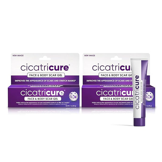 Cicatricure Advanced Scar Gel for Face & Body - Proven Results in 2 Weeks, Scar Treatment for Surgical Scars, Stretch Marks, Scars of Burns and Injuries, Acne Scar Treatment, 1 oz (28 g) - Pack of 2