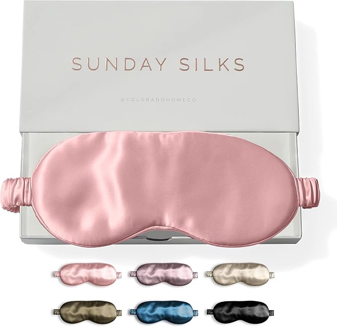 SUNDAYSILKS™ Exclusive Mulberry Silk Sleep Mask | Soft Eye Covers, Blackout Sleeping Mask for Women & Men | Silk Eye Mask for Sleep, Travel, and Relaxation | Antifaz para Dormir [Pink Quartz]