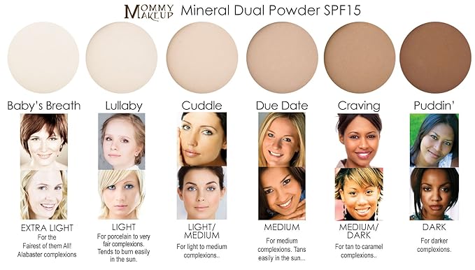 Mineral Dual Powder in Puddin' (Dark) | 4-in-1 Pressed Mineral Foundation with SPF 15 for Flawless Glow & Soft Looking Skin | Oil Free, Talc Free, Gluten Free | 0.45 Oz | by Mommy Makeup