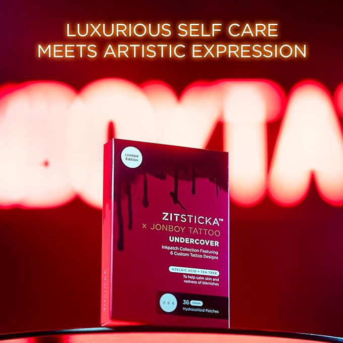 ZitSticka Invisible Pimple Patches for Face, Hydrocolloid Patches, Ultra-Thin Clear Azelaic Acid & CICA Blemish Patches, Pimple Stickers (Jonboy InkPatch Collection Cute 36 Pack)