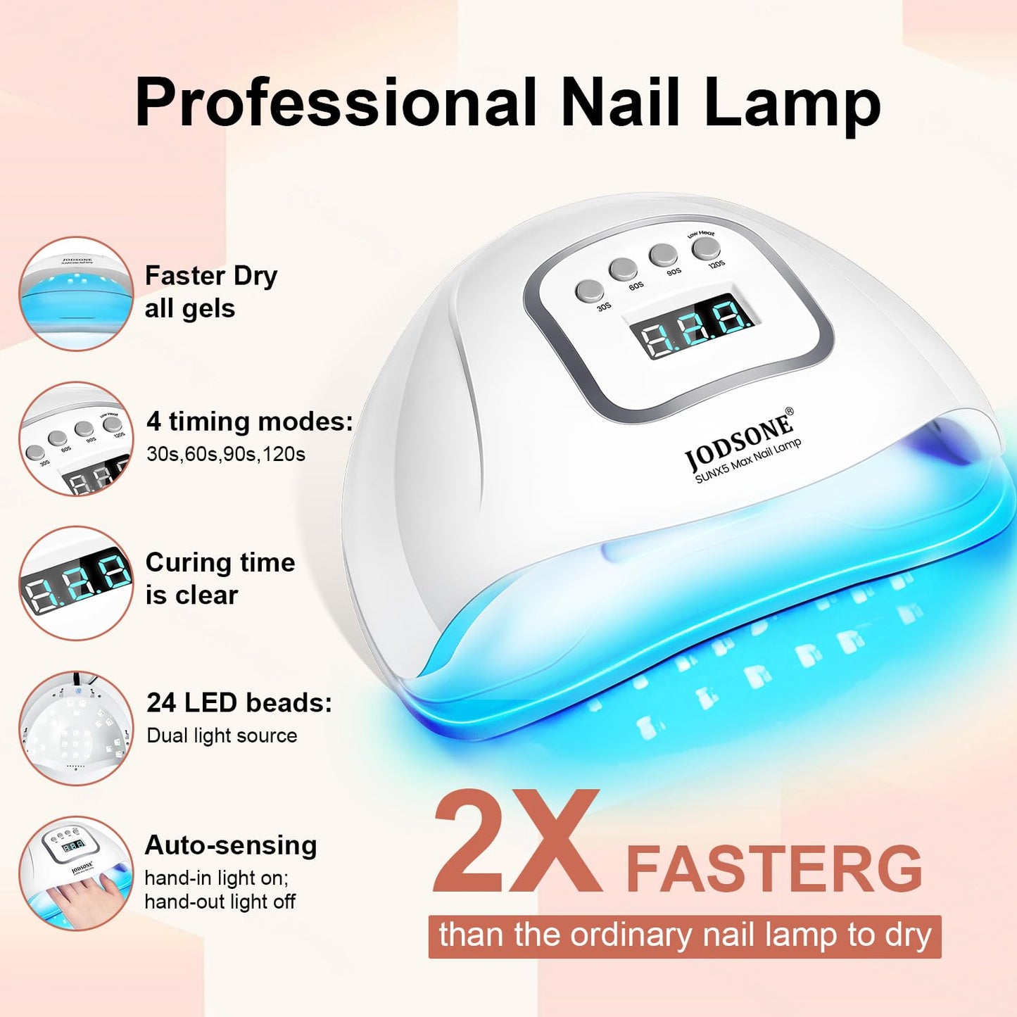 JODSONE 36 Pieces Easy to Apply Gel Nail Polish Kit with U V Light Base Coat Top Matte Glitter Gel Polish for Salon and Home Use