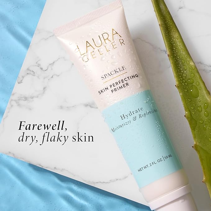 LAURA GELLER NEW YORK Laura's Must-Haves Kit 3pc: Baked Balance-n-Brighten Powder Foundation, Golden Medium + Spackle Skin Perfecting Makeup Primer, Hydrate + Airbrush Round Kabuki Brush