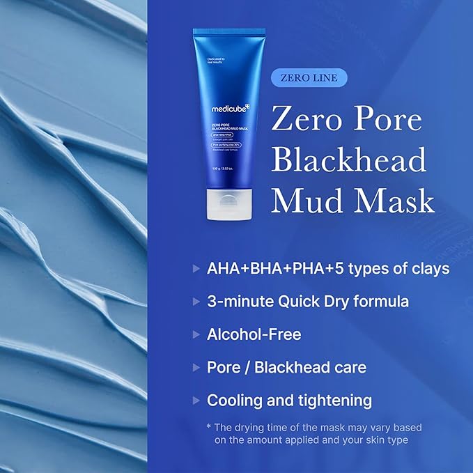 Medicube Home Care Duo for Flawless Skin: Zero Pore Blackhead Mud Facial Mask and Zero Foam Cleanser for Sensitive Skin