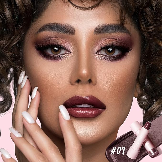 Tinted Lip Balm, Natural Semi-Gloss Finish, Hydrating / Coloring 2 in 1 Lip Stick for Girls & Women 01 Dark-Mauve