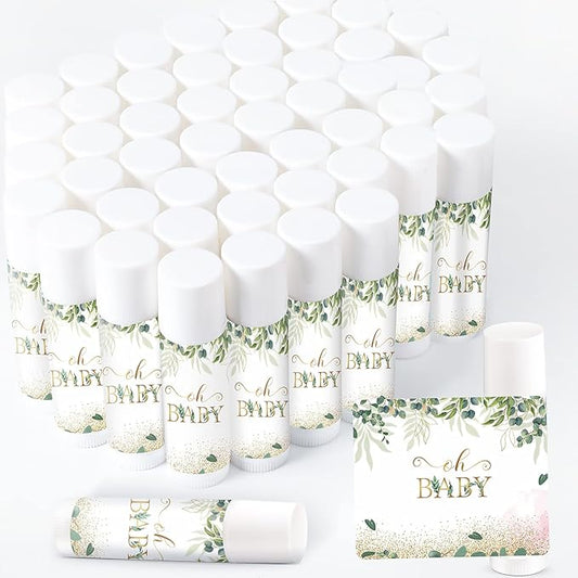 40 Pieces Lip Balm Bulk Baby Shower Jasmine Lip Balm Favors Floral Moisturizing Lip Balm for Women Children Men Girl kids Gender Reveal Favors Gift Baskets (Leaves)