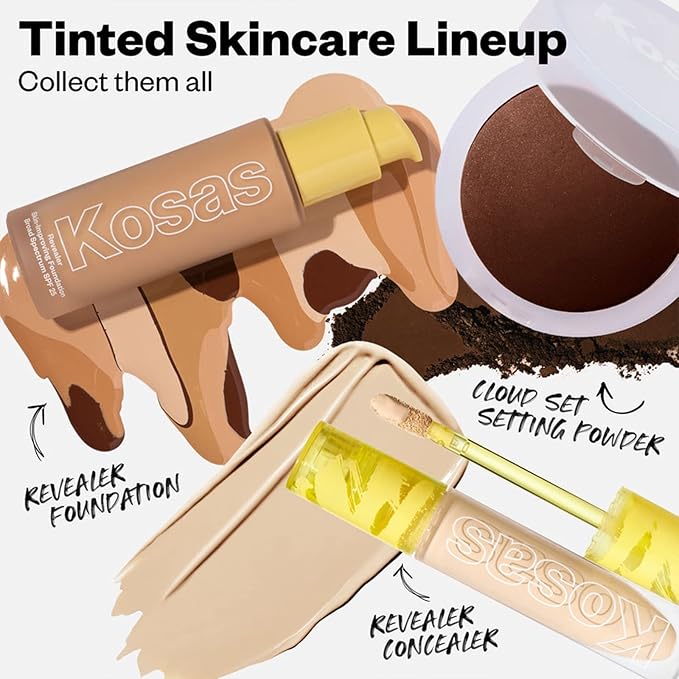 Kosas Cloud Set Face Setting Powder | Smoothing Shine Control, Soft, Sheer Setting Translucent Makeup Finish, Portable & Long-Lasting (Sheer Medium Tan)