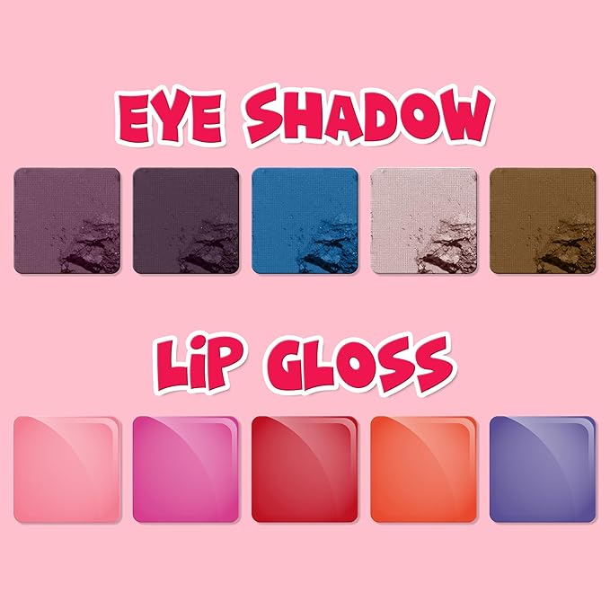 Hello Kitty - Townley Girl Train Case Cosmetic Makeup Set Includes Lip Gloss, Eye Shimmer, Nail Polish, Hair Accessories & More! For Girls, Ages 3+ Perfect for Parties & Makeovers