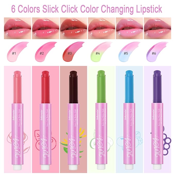 Juicy Lip Plump Shift, Click Melting Lip Balm Lasting Tint Hydrating & Nourishing Lip Care Moisturizer Glossy Color Changing Lip Gloss Non Sticky Lipstick Vegan Tinted Lip Balm (#4 Kiwifruit)