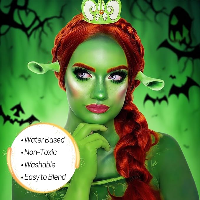Light Green Water Based Face Body Paint for St. Patrick’s Day,2.37 OZ Large Tube Full Coverage Face Paint for Cosplay Monster Hulk Witch,Washable Green Body Painting Adult Halloween SFX Makeup