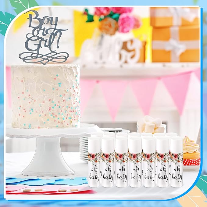 40 Pieces Lip Balm Bulk Baby Shower Jasmine Lip Balm Favors Floral Moisturizing Lip Balm for Women Children Men Girl kids Gender Reveal Favors Gift Baskets (Flower)