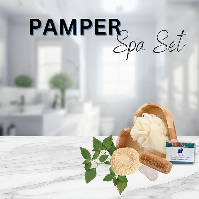 Spa Kit Birthday Box With Loofah Body Brush Vanilla Mint Patchouli Goat Milk Soap