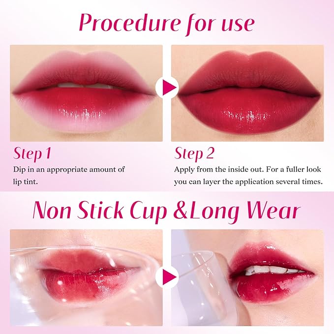 Lip Tint Stain Set, Lip Stain Long Lasting Waterproof, Lightweight, Non-sticky, Transfer-Proof, Matte Finish (fruit land)