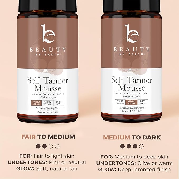 Self Tanner Mousse - USA Made with Natural & Organic Ingredients, Self Tanning Mousse for Dark Fake Tan, Sunless Tanner, Clear & Non Toxic Tanning Foam for Streak Free Finish & Natural Glow