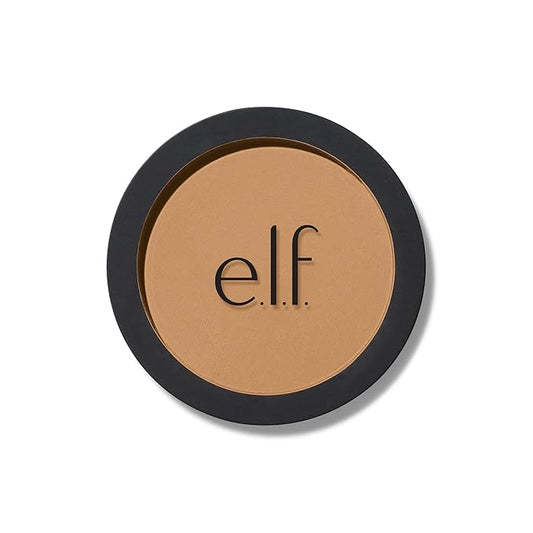 e.l.f. Primer-Infused Bronzer, Long-Lasting, Lightweight & Buildable Powder Bronzer, Delivers A Matte Finish, Vegan & Cruelty-Free, Tan O' Clock