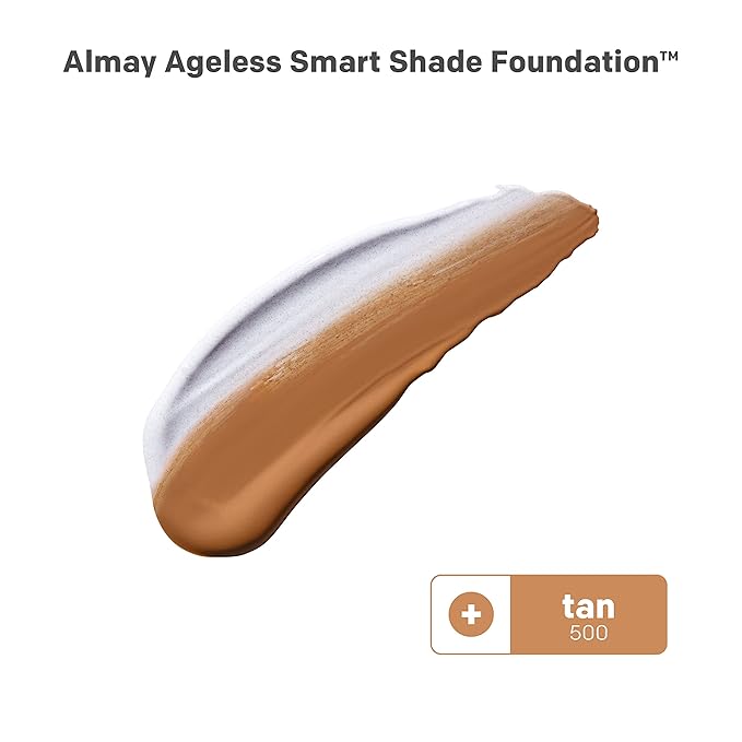 Almay Anti-Aging Foundation, Smart Shade Face Makeup with Hyaluronic Acid, Niacinamide, Vitamin C & E, Hypoallergenic-Fragrance Free, 600 Tan, 1 Fl Oz (Pack of 1)