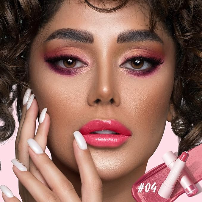 2PCS Tinted Lip Balm Chapstick with Color, Natural Semi - Gloss Finish, Hydrating/Coloring 2 in 1 Moisturizer Lip Stick for Girls & Women #02＋#04