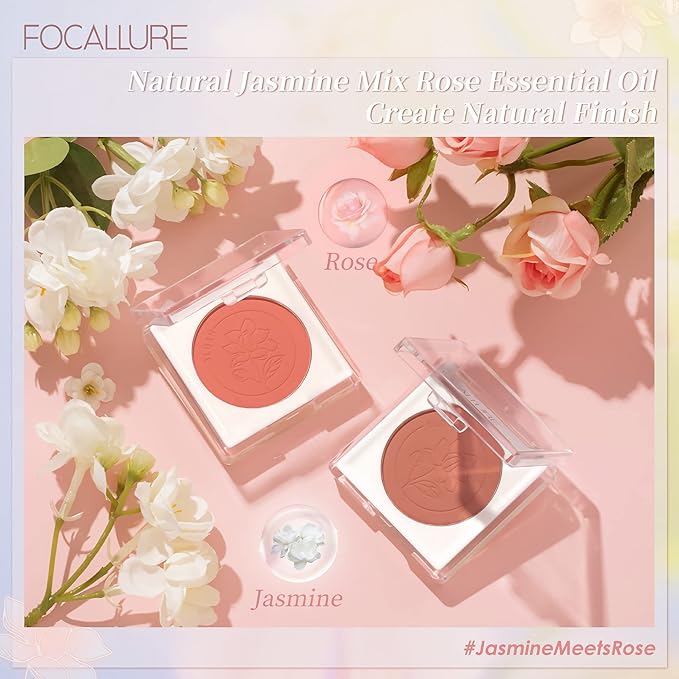 FOCALLURE Powder Palette Blush, Matte Mineral Blush Powder, Bright Shimmer Face Blush Makeup, Contour and Highlight Blush Palette, Highly Pigmented, Long Lasting, Waterproof, Blendable, #501