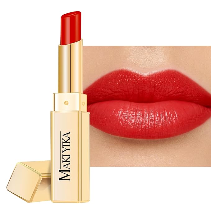 MAKI YIKA Moisture Red Lipstick for Women Hydrated Tinted Lip Balm for Dry Cracked Lips Weightless Glossy Lip Color Juicy Finish,MA063 Red Soul