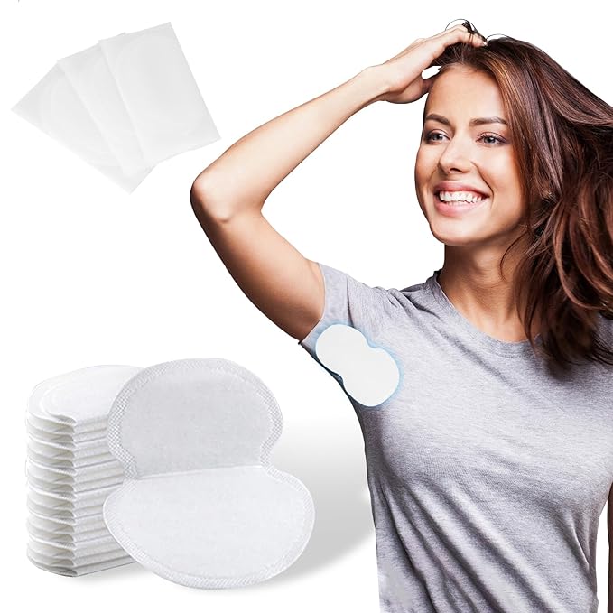 Armpit sweat pads, Underarm Sweat Pads - 120 Pack | Disposable, Ultra-Absorbent & Invisible | Anti-Sweat Pads for Men & Women | Stay Fresh & Dry All Day | Comfortable & Hypoallergenic (White, L)
