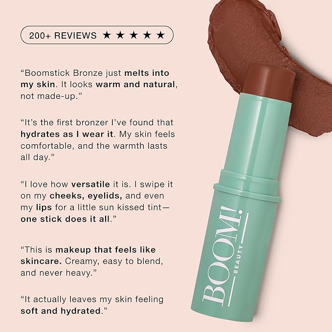 BoomStick Bronze ™ 3-in-1 Cream Blush Stick for Eyes, Lips & Cheek, Long-Wearing Blendable & Building Color Vegan Lipstick Pen for All Skin Types Boom Stick By Cindy Joseph