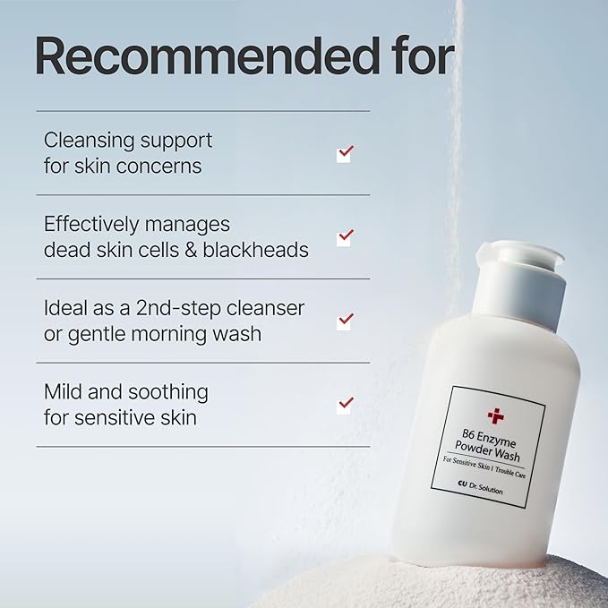 B6 Enzyme Powder Face Cleanser, Korean Skin Care Exfoliating Face Wash with PHA and Papain Enzyme, Face Exfoliator with Calamine and Vitamin B6, Gentle Cleanser, 55g (1.94 Oz)