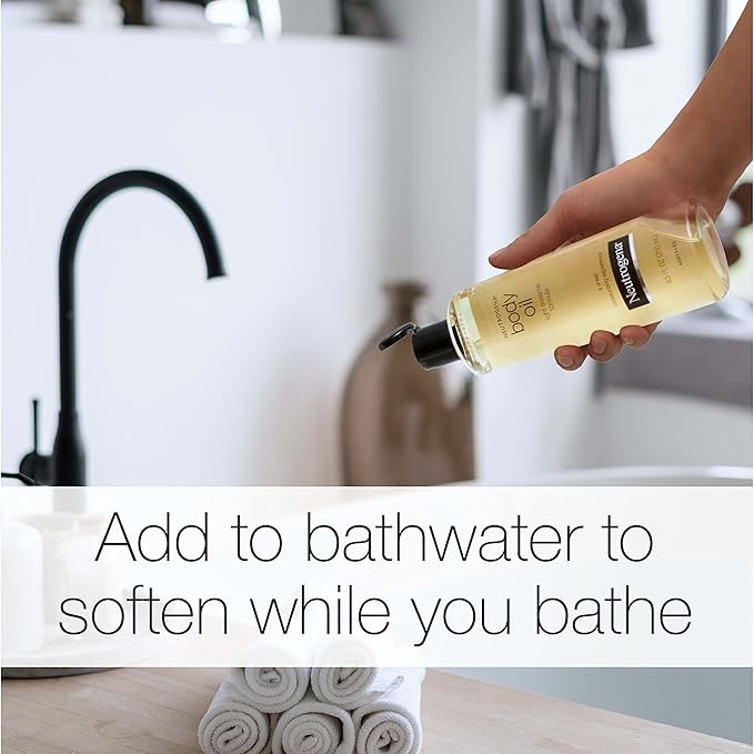 Neutrogena Body Oil Light Sesame Formula, 16 fl oz, Radiant Glow Moisturizer for Dry Skin, Bath & Shower Oil For Smooth and Hydrated Skin