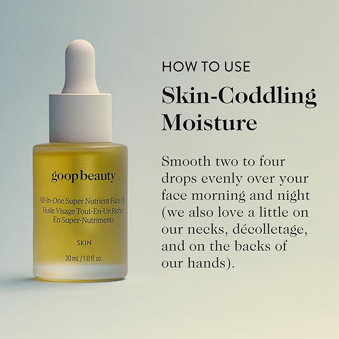 goop Beauty Nutrient Face Oil | Anti Aging Moisturizer for Smooth Skin Texture & Wrinkles | Bakuchiol, Cacay, & Organic Amla | 1 fl oz