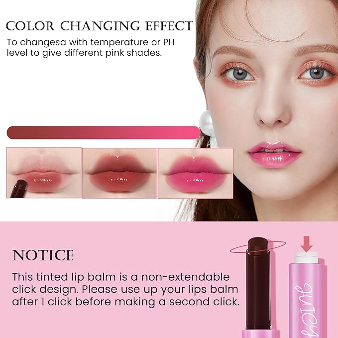 DAGEDA Tinted Lip Balm, Moisturizing Magic Color Changing Lipstick, Soothing Hydrating Lip Balm Tinted, Glossy Lip Plump Gloss Butter Balm, Lightweight, Non-Greasy, 06