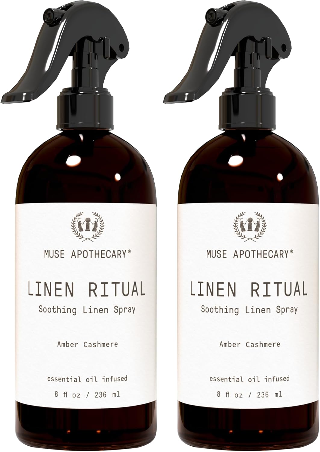 Muse Apothecary Linen Ritual - Aromatic, Soothing, and Relaxing Linen Mist, Laundry and Fabric Spray - Infused with Aromatherapy Essential Oils - 8 oz, Amber Cashmere, 2 Pack