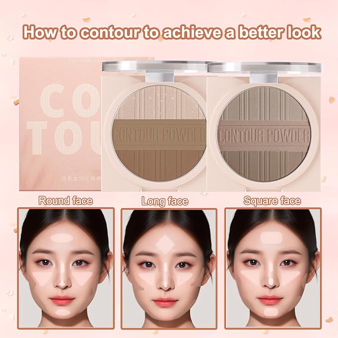 Contour Powder Makeup Palette Matte Shimmer Face Sculpting Shading Silky Smooth Tone Tuning Flawless Pressed Powder Bronzer for Warm Skin Tone, 01 Warm Brown